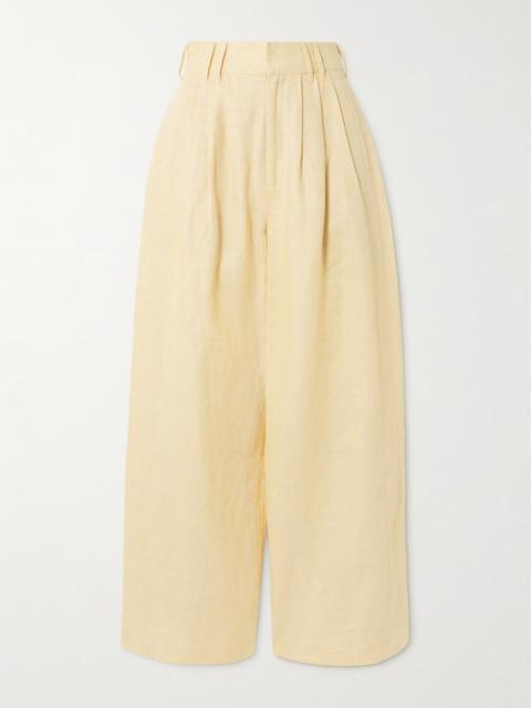 POSSE Parker Pleated Linen Wide-leg Pants