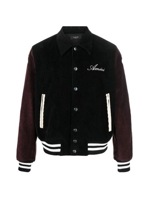 AMIRI Corduroy Bones Varisty Jacket "Black / Burgundy" PS23MOS010 988