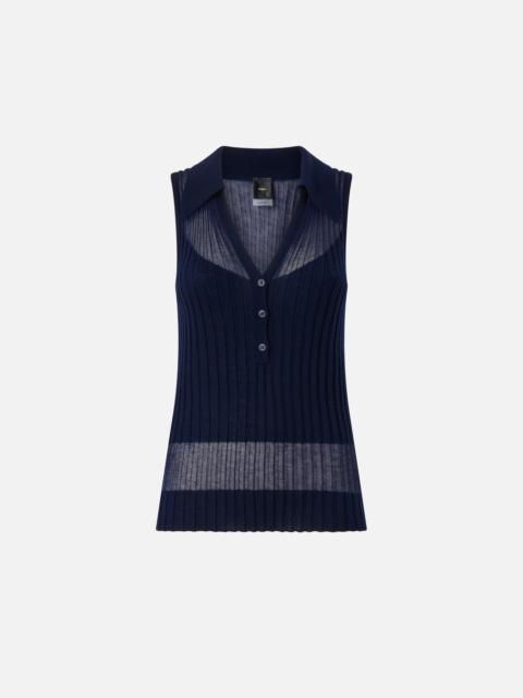 RIBBED POLO TANK TOP
