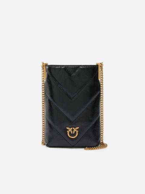 PINKO CHEVRON-PATTERNED LEATHER SMARTPHONE CASE WITH SHOULDER STRAP