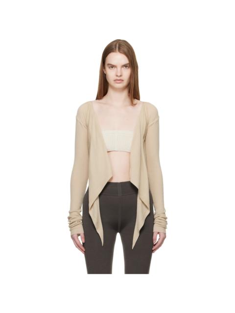 Rick Owens Beige Temple Crop Wrap Top