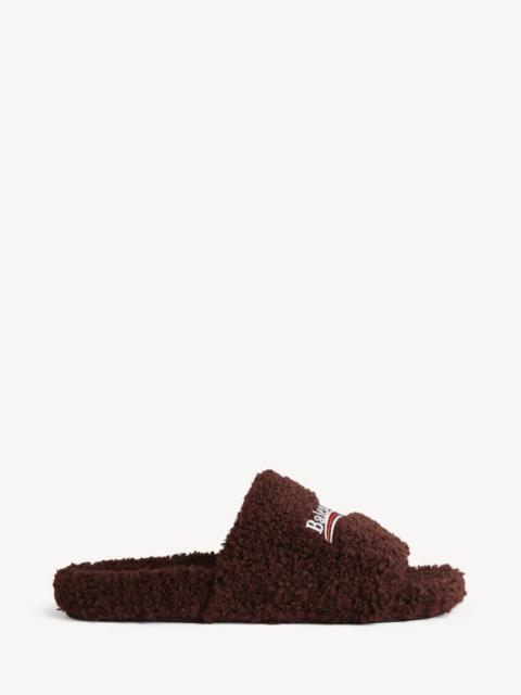 BALENCIAGA Men's Furry Open Mule in Châtaigne
