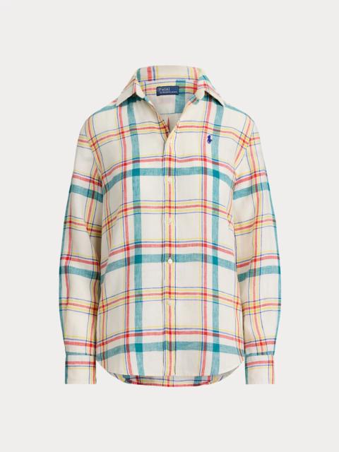 Classic Fit Plaid Linen Shirt