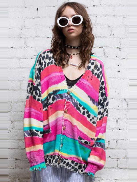 R13 Distressed Edge Cardigan - Multi-Stripe | R13 Denim Official Site