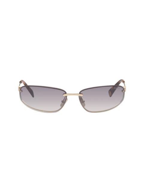 Miu Miu Gold Rimless Metal Oval Sunglasses