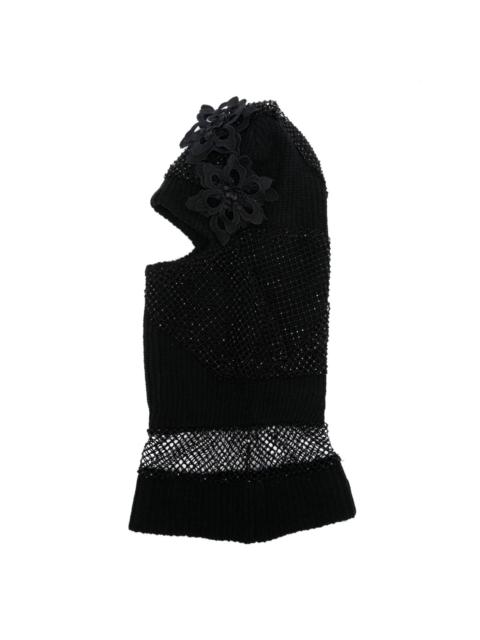 WHO DECIDES WAR floral-appliquÃ© knitted balaclava