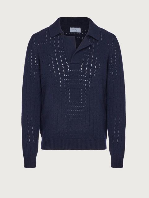 FERRAGAMO A-JOUR PUNCTUATED SWEATER