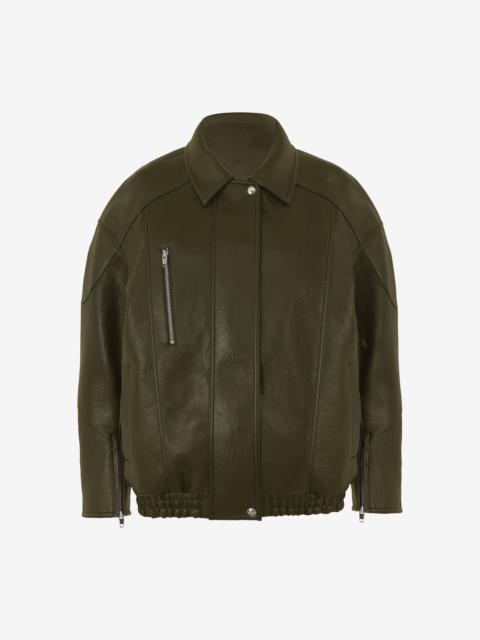 The Frankie Shop Enora Faux Leather Jacket - Olive