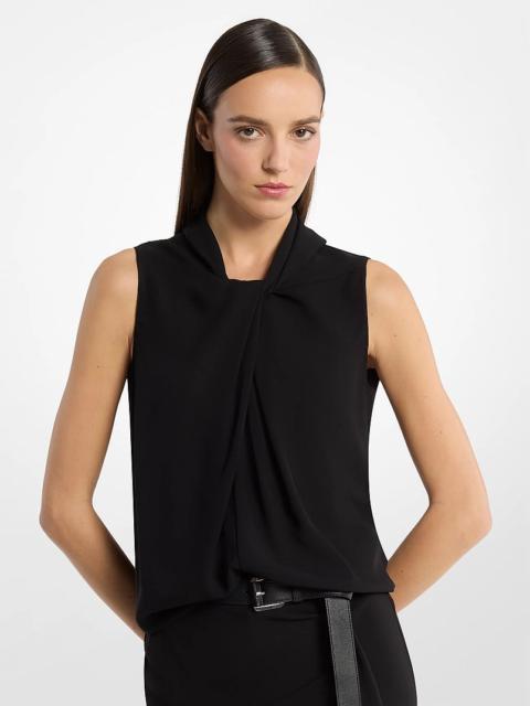 MICHAEL KORS COLLECTION Draped Wool Crepe Sleeveless Blouse