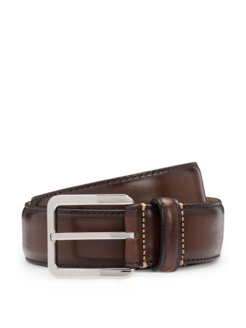 BOSS ITALIAN-LEATHER HOLDALL WITH CONTRAST STITCHING