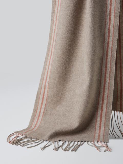 Brunello Cucinelli Silk scarf with striped edge and long fringe