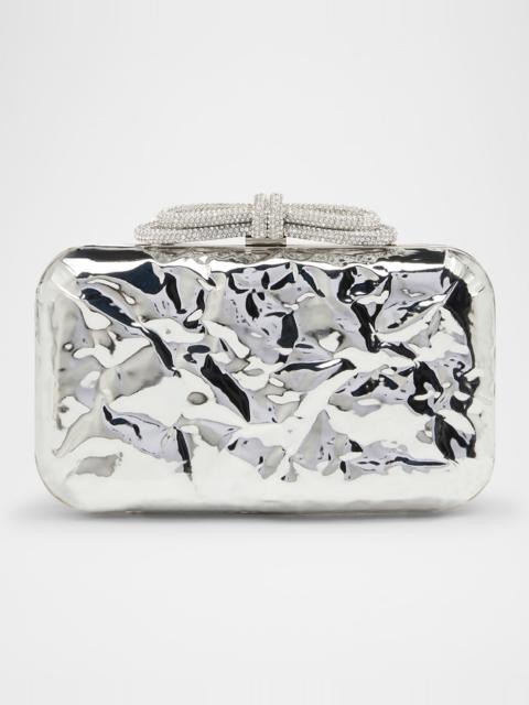 MACH & MACH Double Bow Wrapped Mirror Leather Clutch Bag