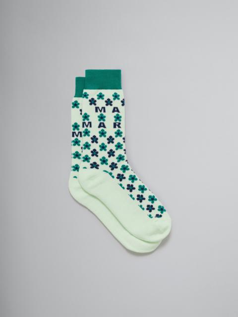 Marni LIGHT GREEN MICRO-FLOWER JACQUARD SOCKS