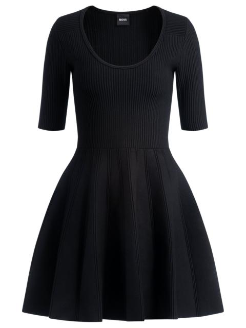 BOSS KNITTED DRESS IN OTTOMAN-STRUCTURED STRETCH FABRIC