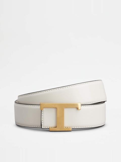 Tod's T TIMELESS REVERSIBLE BELT IN LEATHER - WHITE
