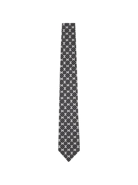 Dries Van Noten Black & Gray Printed Silk Tie