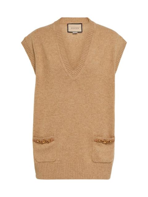 GUCCI Embellished cashmere sweater vest