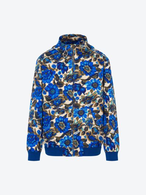 Moschino ALLOVER BLUE FLOWERS STRETCH BULL BOMBER JACKET