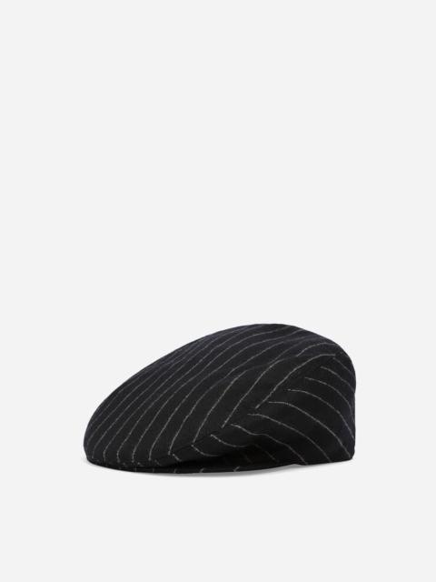 Pinstripe wool flat cap