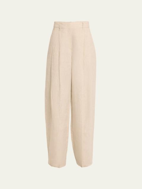 Pleated Delave Linen Waist Pants