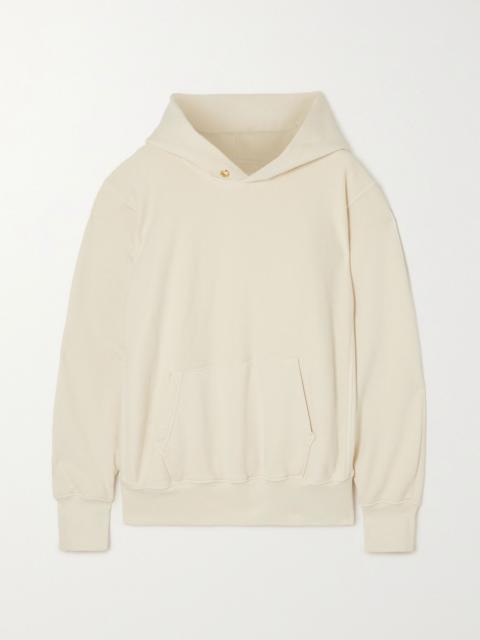 LES TIEN Cotton-jersey hoodie Cream