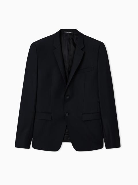 EMPORIO ARMANI Single-breasted, worsted virgin-wool jacket
