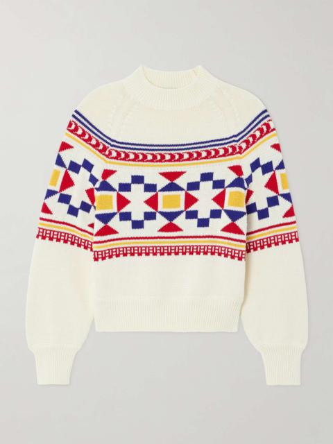 HIGH SPORT Lara intarsia-knit cotton-blend sweater Ecru