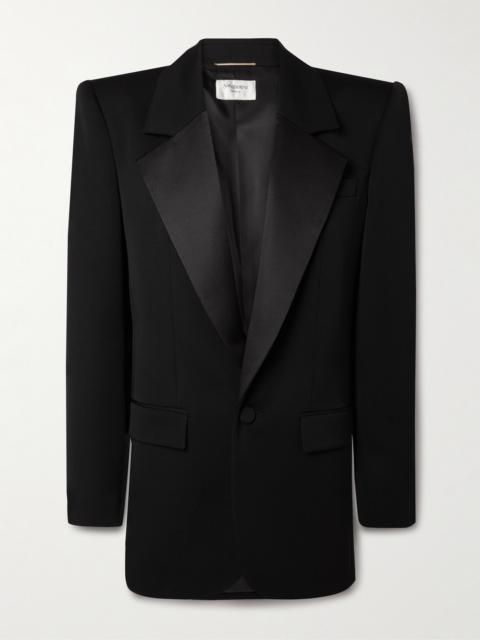SAINT LAURENT Grain De Poudre Wool And Silk-satin Blazer