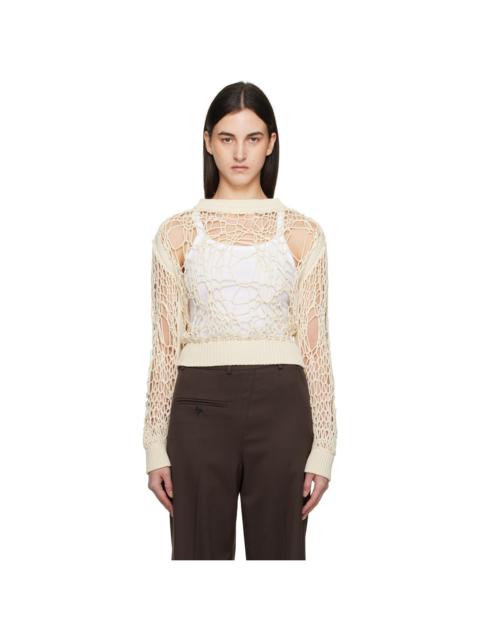 MM6 Maison Margiela Off-White Messy Filet Crewneck