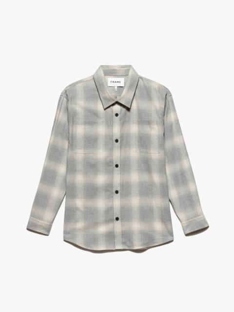 FRAME Plaid Flannel Shirt in Grey/Oatmeal Plaid