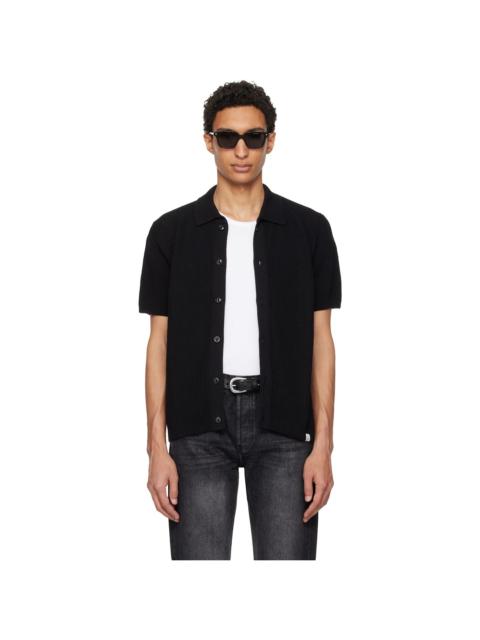Merz b. Schwanen Black 1961 Ribbed Cotton Knit Shirt