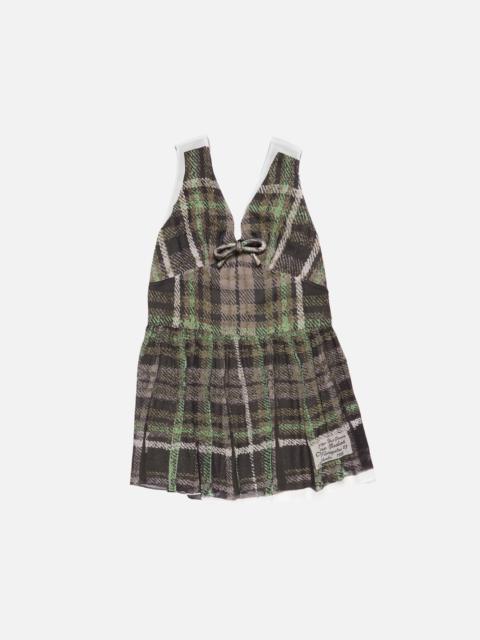 Silk check dress - Green/grey