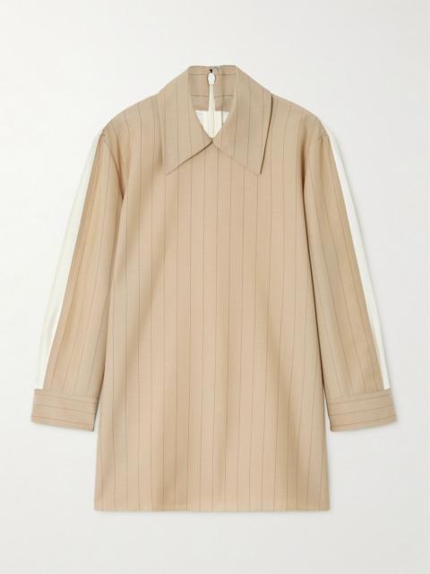 Jil Sander Pinstriped wool and mohair-blend blouse Beige