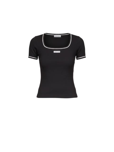 Marine Serre Light ribbed jersey squareneck t-shirt organic cotton