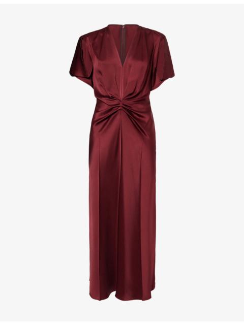 Victoria Beckham Eve Ruched Satin Midi Dress