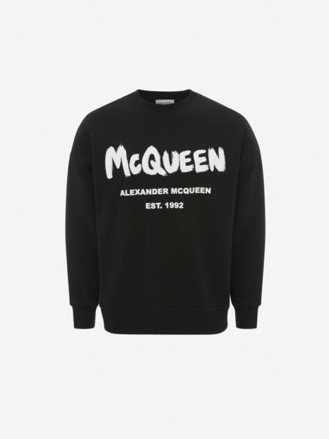 Women's McQueen Graffiti Sweatshirt in Black/white