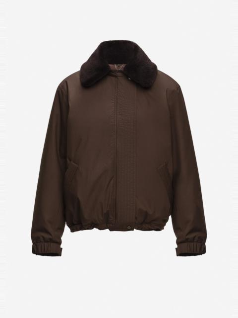 MAGDA BUTRYM Padded jacket with detachable fur collar in brown