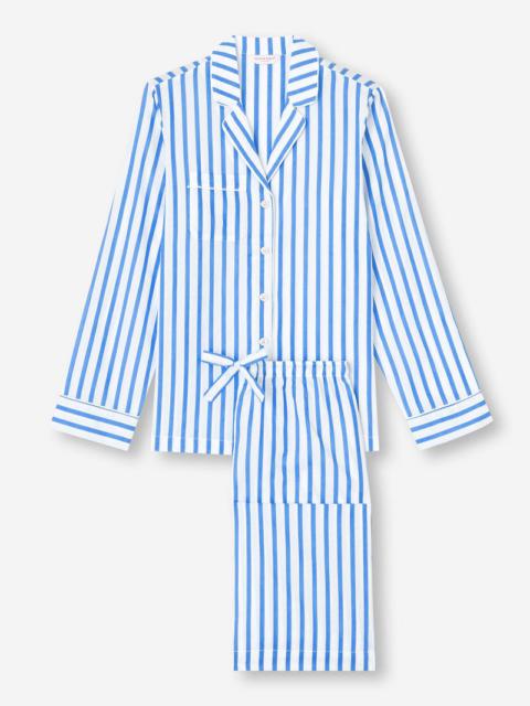 Derek Rose Women's Pyjamas Capri 23 Cotton Batiste Blue
