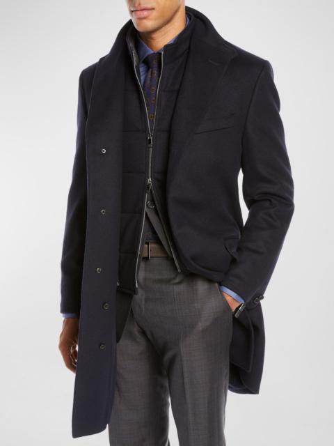 CORNELIANI Men's ID Wool Top Coat, Navy