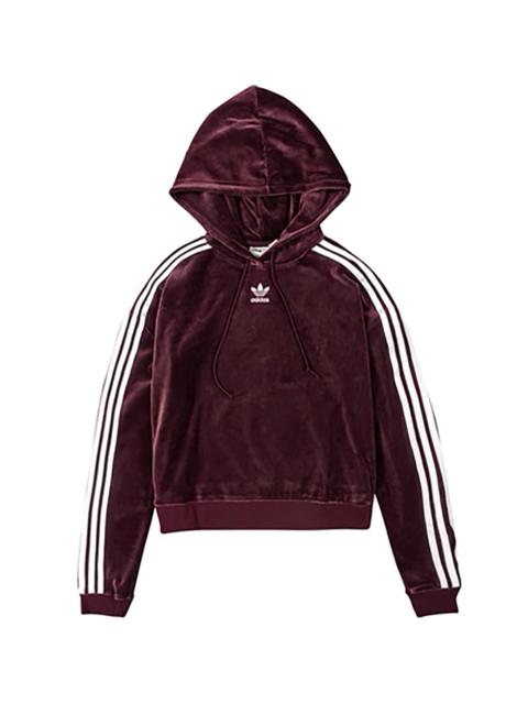 adidas Trefoil Cropped Pullover Hoodie "Maroon / White"