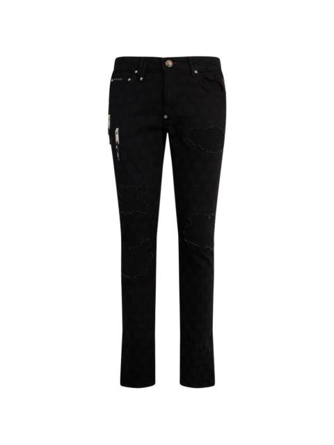 PHILIPP PLEIN embroidery distressed jeans