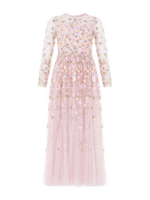 Needle & Thread Trailing Roses Long Sleeve Ankle Gown