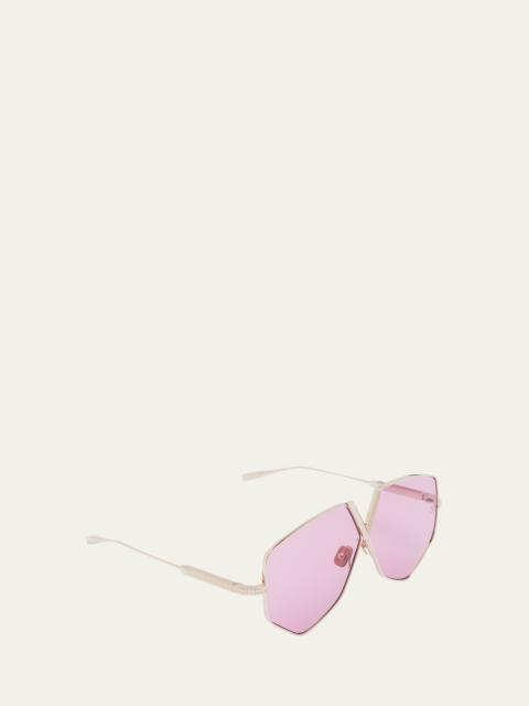 Valentino V-Hexagon Metal Alloy Aviator Sunglasses
