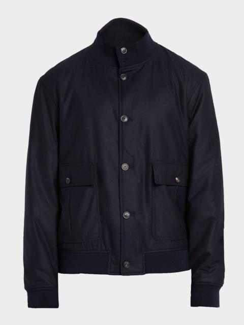 EMPORIO ARMANI Men's Wool-Blend Stand Collar Bomber Jacket