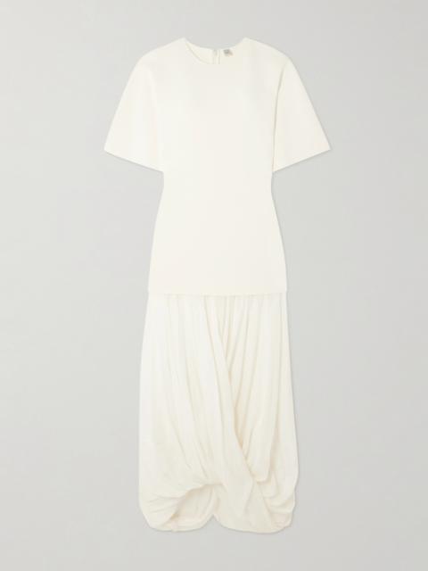 TOTEME Cocoon Draped Voile-paneled Knitted Maxi Dress
