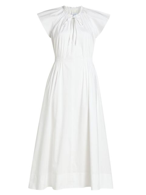 TANYA TAYLOR Women's Ivana Split Neck Cotton-Blend A-Line Midi-Dress - Optic White