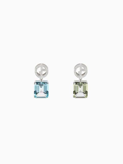 GIORGIO ARMANI 18K WHITE-GOLD, DIAMOND-AND-GEMSTONE BORGONUOVO EARRINGS