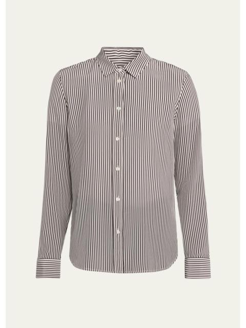 NILI LOTAN Spotted Silk Button-Down Blouse
