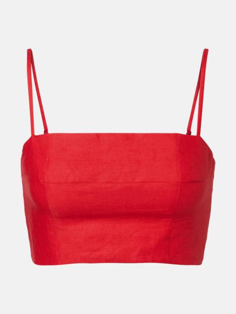 STAUD Federico linen crop top