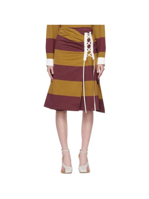 Dries Van Noten Burgundy & Brown Lace-Up Skirt